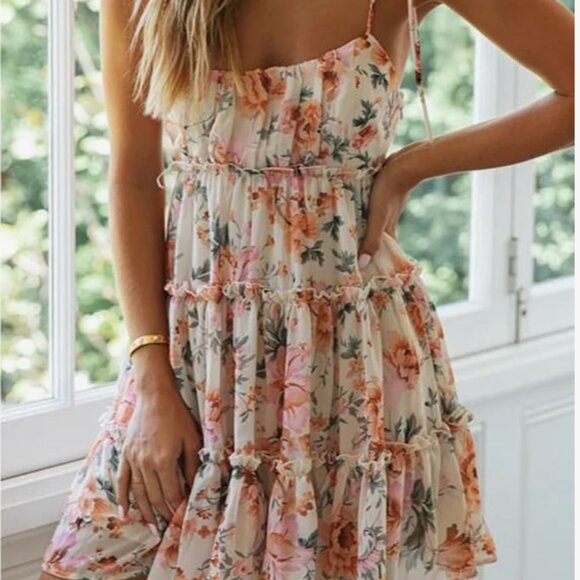 NWOT Floral Sundress Adjustable Straps - Picture 1 of 8